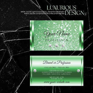 Cartão De Visita Luxury Emerald Green Glitter Stars Diamantes Spark