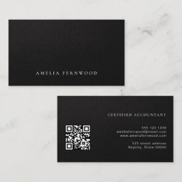 Cartão De Visita Luxury Faux Leather Certified Accountant QR Code