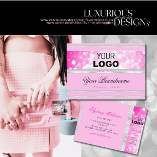 Cartão De Visita Luxury Girassol Rosa Brilhante Estrelas Logotipo B