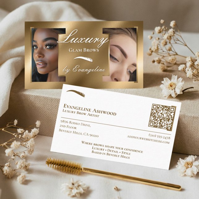 Cartão De Visita Luxury Gold Professional Beauty Brow Artist Photos (Luxury Gold Professional Beauty Brow Artist Photos Business Card)