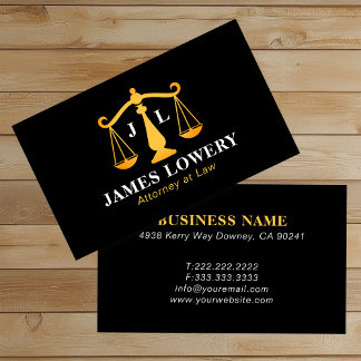 Cartão De Visita Luxury Gold Scales of Justice Attorney