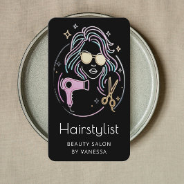 Cartão De Visita Luxury Hairstylist Beauty Salon QR Code Black