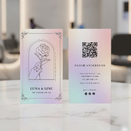 Cartão De Visita Luxury Holographic Tattoo Artist Card with QR Code