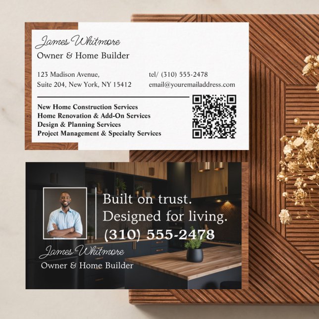 Cartão De Visita Luxury Home Renovation Home Builder Photo Qr Code (Luxury Home Renovation Home Builder Phot Qr Code Business Card)