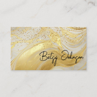 Cartão De Visita Luxury Ivory Marble & Gold Glitter Business Card