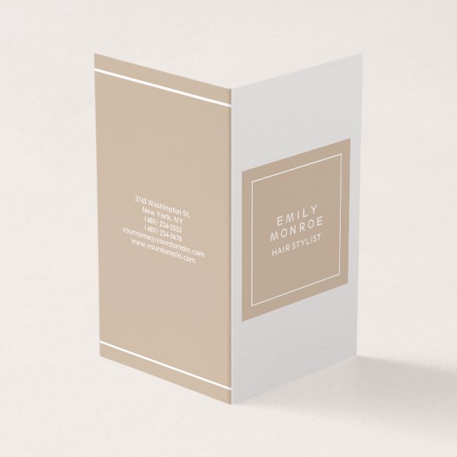 Cartão De Visita Luxury Linen Plain Moderno Minimalista (Exterior)