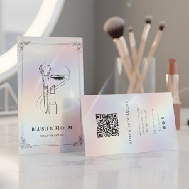 Cartão De Visita Luxury Makeup Artist with QR Code | Holographic