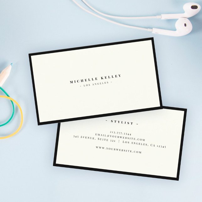 Cartão De Visita Luxury Minimalist Elegant Black Ivory Chic Stylish (Criador carregado)