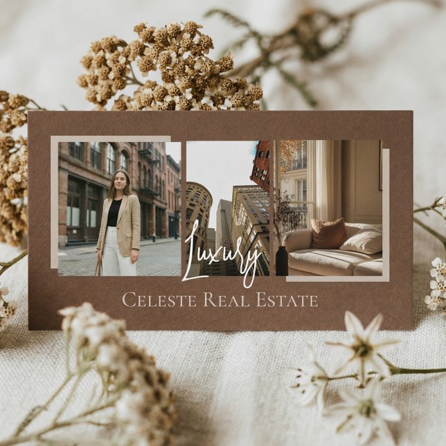 Cartão De Visita Luxury Modern Elegant Photo Layout Real Estate  (Luxury Modern Elegant Photo Layout Real Estate Business Card)