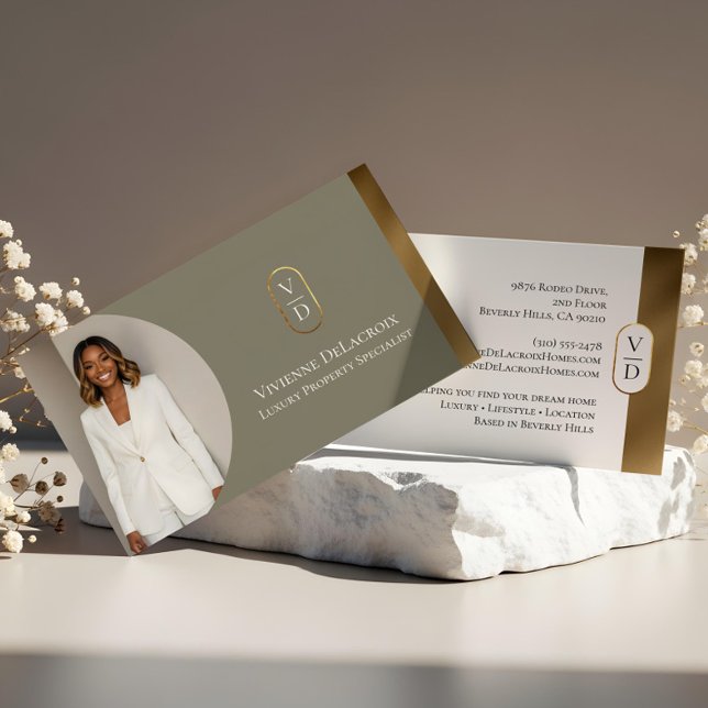 Cartão De Visita Luxury Modern Gold Arch Monogram Real Estate Photo (Luxury Modern Gold Arch Monogram Real Estate Photo Business Card)