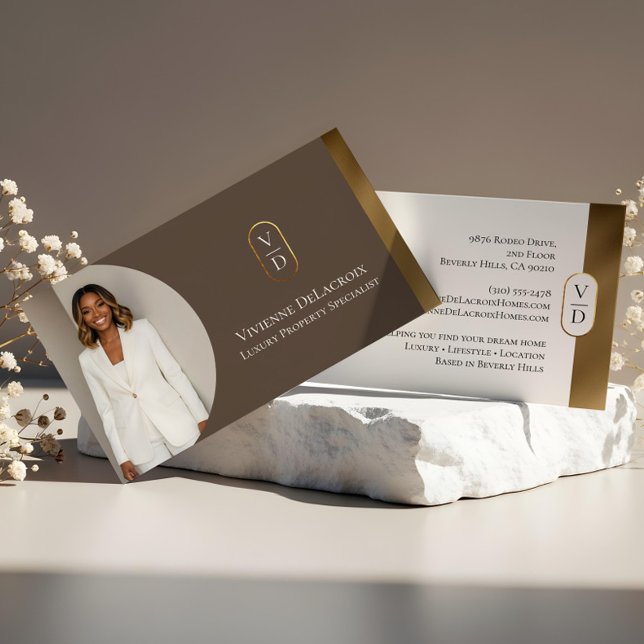 Cartão De Visita Luxury Modern Gold Arch Monogram Real Estate Photo (Luxury Modern Gold Arch Monogram Real Estate Photo Business Card)