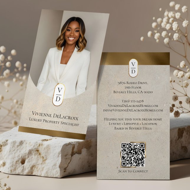 Cartão De Visita Luxury Modern Gold Arch Monogram Real Estate Photo (Luxury Modern Gold Arch Monogram Real Estate Photo Business Card)