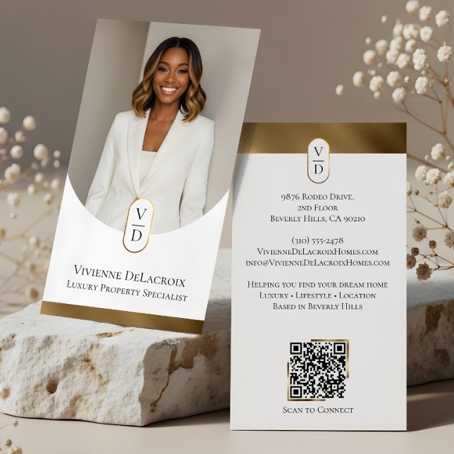 Cartão De Visita Luxury Modern Gold Arch Monogram Real Estate Photo (Luxury Modern Gold Arch Monogram Real Estate Photo Business Card)