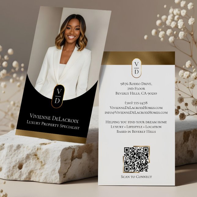 Cartão De Visita Luxury Modern Gold Arch Monogram Real Estate Photo (Luxury Modern Gold Arch Monogram Real Estate Photo Business Card)