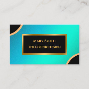 Cartão De Visita Luxury Moderno Dourado Azul Profissional