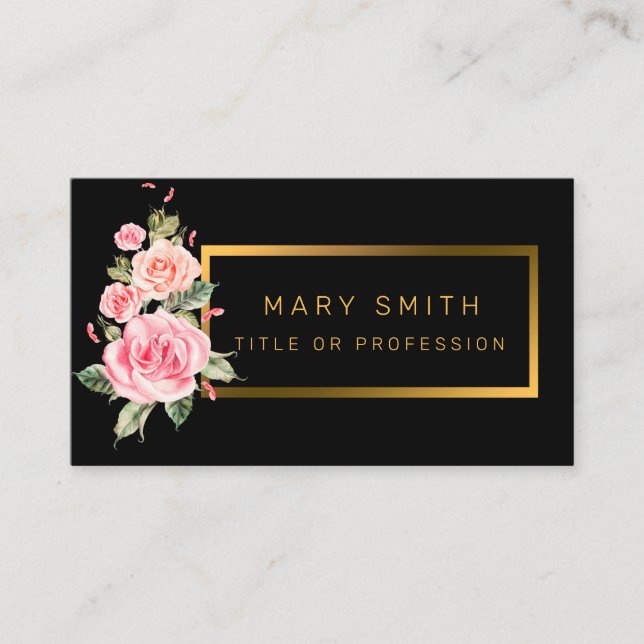 Cartão De Visita Luxury Moderno Floral Adicionar Seu Texto (Frente)