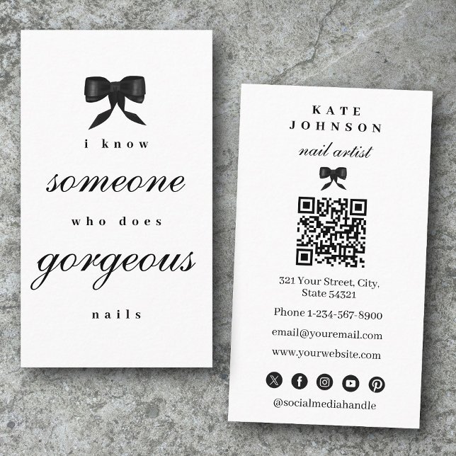 Cartão De Visita Luxury Nail Artist Beaty Salon Manicure QR Code  (Luxury Nail Artist Beaty Salon Manicure QR Code Business Card)