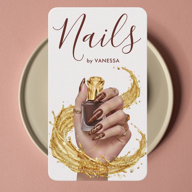 Cartão De Visita Luxury Nail Artist Manicurist Espresso Deep Clove (Criador carregado)