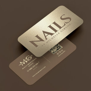 Cartão De Visita Luxury Nail Tech Studio Marrom Dourado Falso