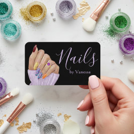 Cartão De Visita Luxury Nail Technician Chic Manicurist Branding
