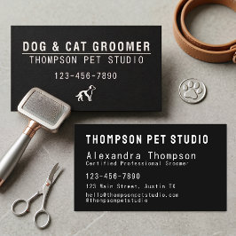 Cartão De Visita Luxury Pet Groomer Modern Bold Professional