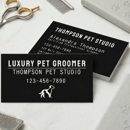 Cartão De Visita Luxury Pet Groomer Modern Bold Professional