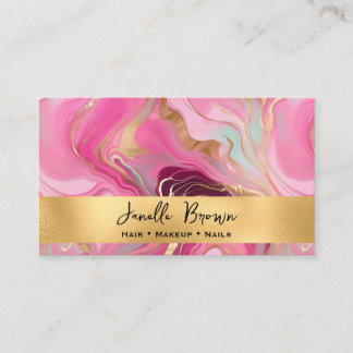 Cartão De Visita Luxury Pink Marble and Gold Foil