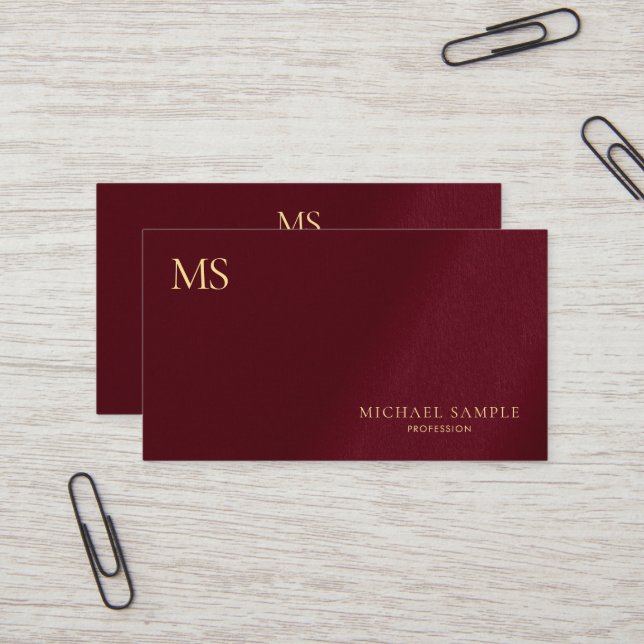 Cartão De Visita Luxury Premium Thick Stylish Gold Text Monogram (Frente/Verso In Situ)