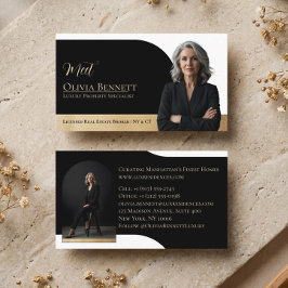 Cartão De Visita Luxury Real Estate Arch Frame Photo Black Gold