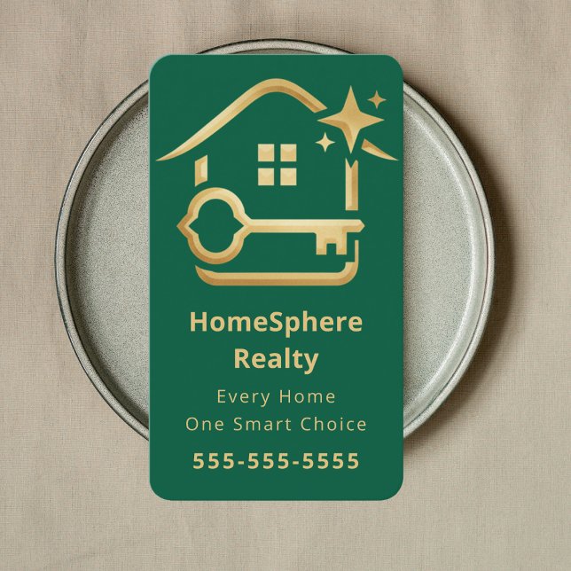 Cartão De Visita Luxury Realtor Real Estate Agent Broker Green (Criador carregado)