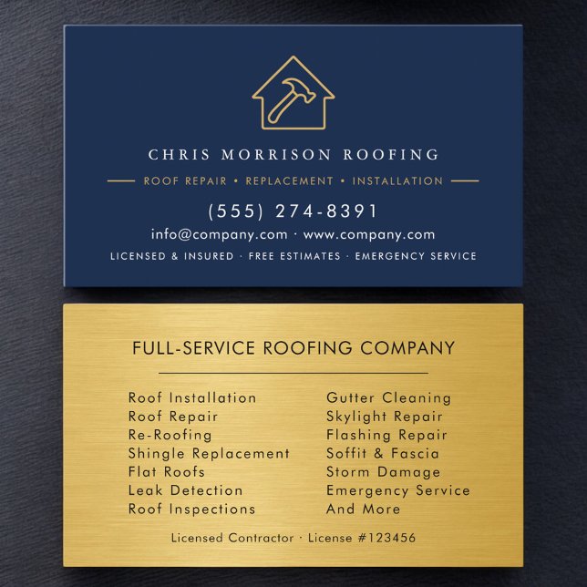 Cartão De Visita Luxury Roofing Roofer Company Business Card (Criador carregado)