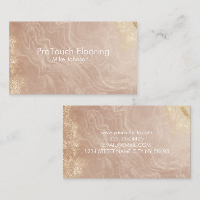 Cartão De Visita Luxury Rose Gold Agate & Glitter Flooring (Frente/Verso)