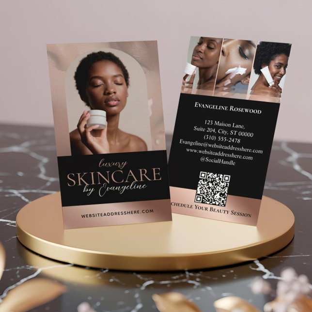 Cartão De Visita Luxury Skincare Esthetician Arch Photo Black Pink (Luxury Skincare Esthetician Arch Photo Black Pink Business Card)