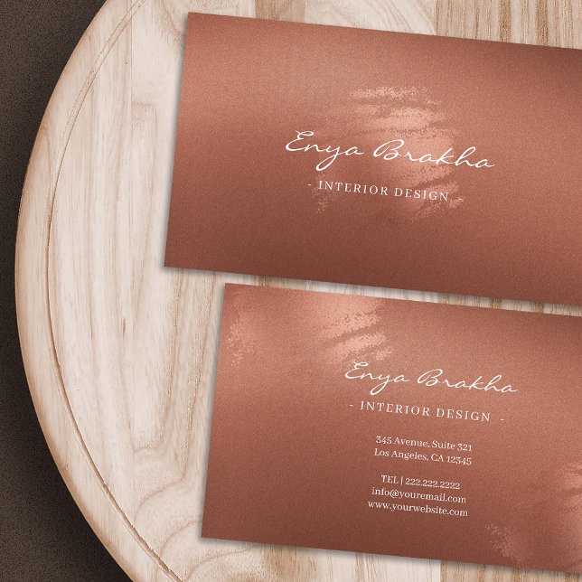 Cartão De Visita Luxury Stylish Script Bronze Business Card (Luxury Stylish Script Bronze Business Card)