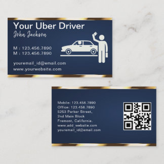 Cartão De Visita Luxury Transport Car QR Code Blue & Gold 