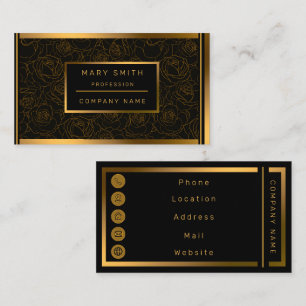 Cartão De Visita Luxury Trendy Black Dourado Rosa A Adicionar Seu T