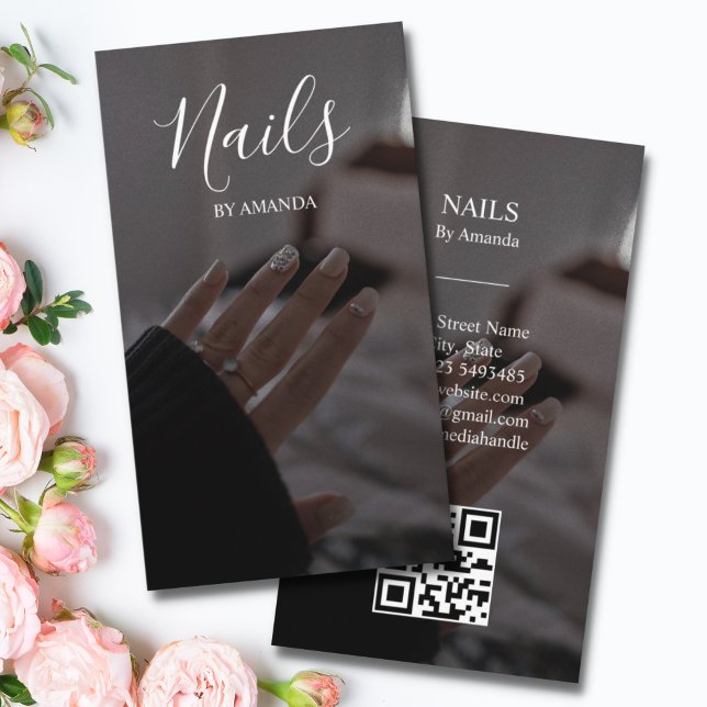 Cartão De Visita Luxury Unhas Salon Manicure QR Code Beauty (Criador carregado)