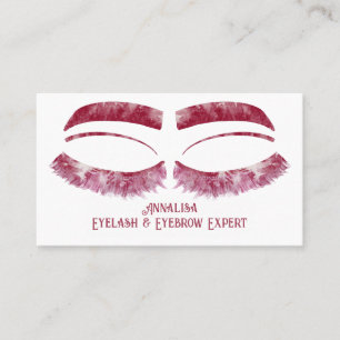 Cartão De Visita Lúxury Watercolor Eyelash & Brow Beauty, Vermelho