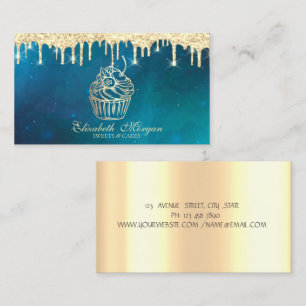 Cartão De Visita Lúxury Xic Sweets Cupcake Faux Dourado Drives Bak