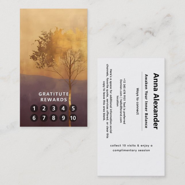 Cartão De Visita Luz de Pé | Design Mínimo de Árvore (Frente/Verso)