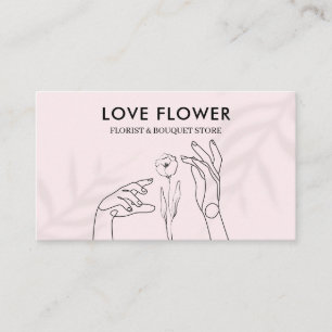 Cartão De Visita Luz rosa tocando a flor com as mãos