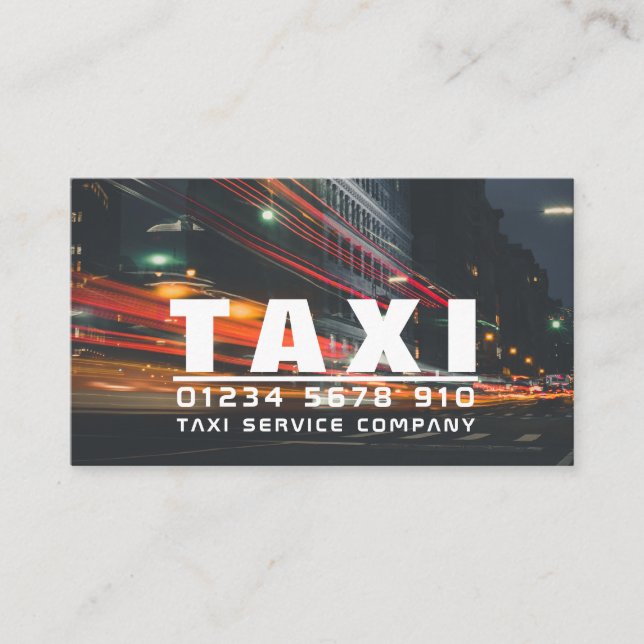 Cartão De Visita Luzes da cidade, Taxi Cab Firma, Lista de preços (Frente)