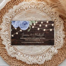 Cartão De Visita Luzes de Corda de Madeira Rústica Casamento Floral