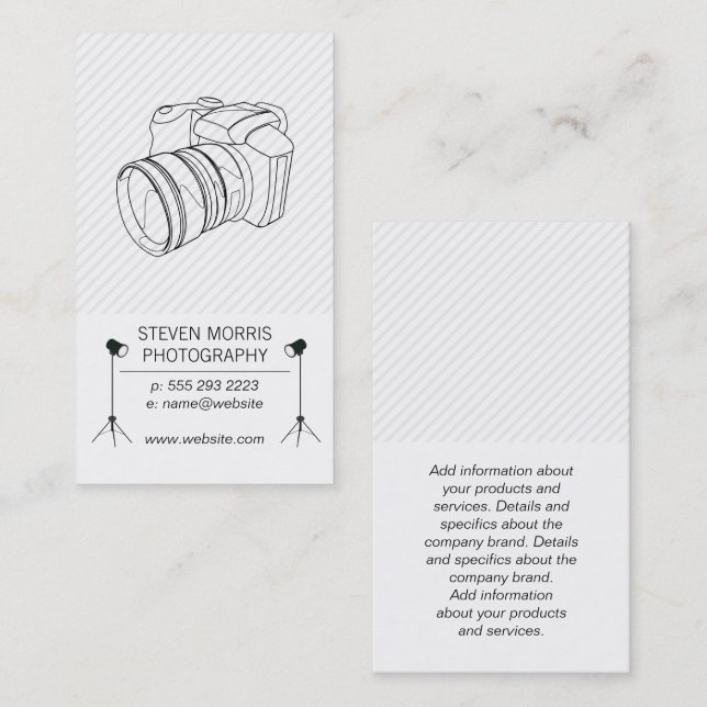 Cartão De Visita Luzes do Studio | Fotógrafo | Câmera (Frente/Verso)