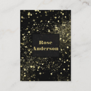 Cartão De Visita Luzes Espelhantes Preto e Dourado Brilho Glam Glit