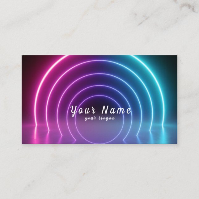 Cartão De Visita Luzes Neon Coloridas DJ vibrantes - Saia (Frente)