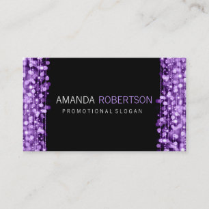 Cartão De Visita Luzes & Sparkles roxos profissionais simples