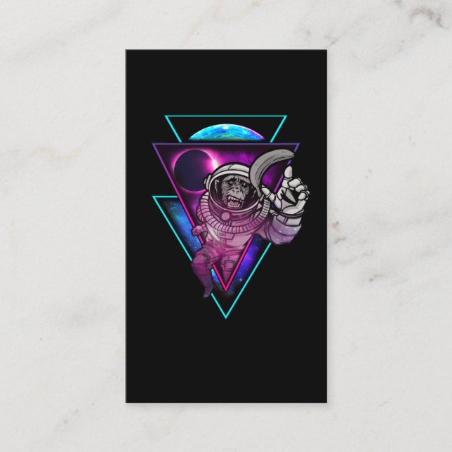 Cartão De Visita Macaco de Arte Espacial Vaporwave Astronauta Banan (Frente)