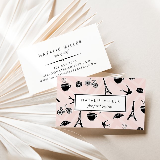Cartão De Visita Macaron & Croissant Francês | Pastelaria (Criador carregado)