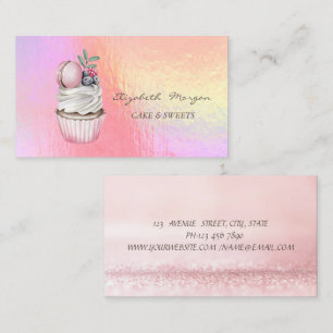 Cartão De Visita Macaron Holográfico Aquarela Chic Moderno